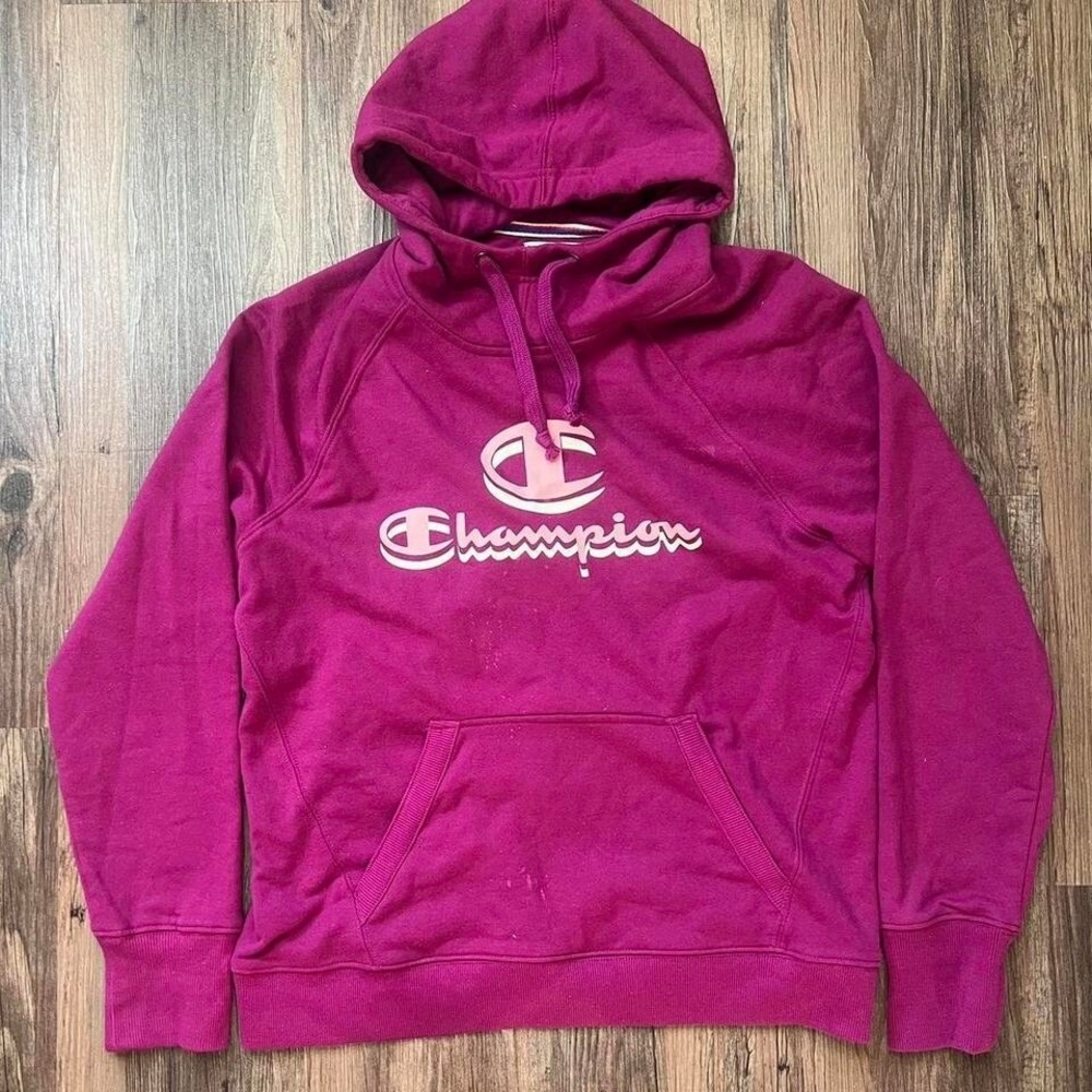 Champion Hoodie‎ Womens Small Pink Pullover Sweatshirt Logo Athleisure